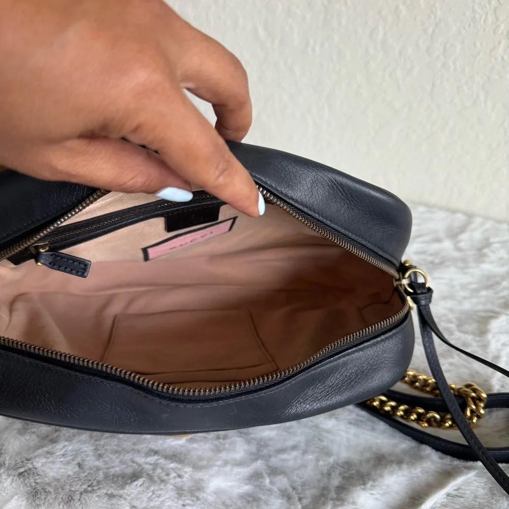 GUCCI GHOST Black Marmont Shoulder Bag - Graffiti Collection. P0239